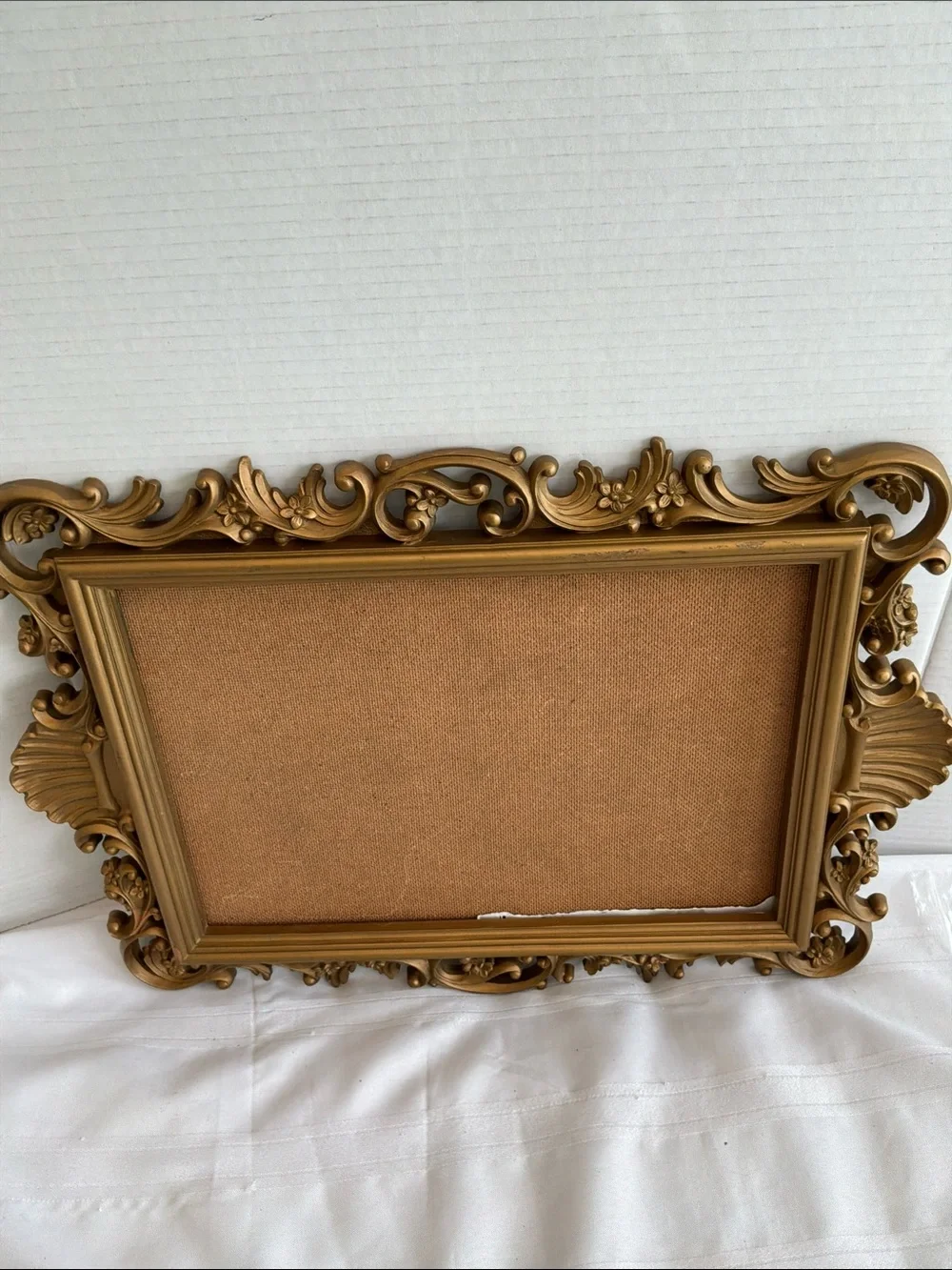 Home Interiors Gold Ornate Decorative Cork plastic frame 20”x14”
